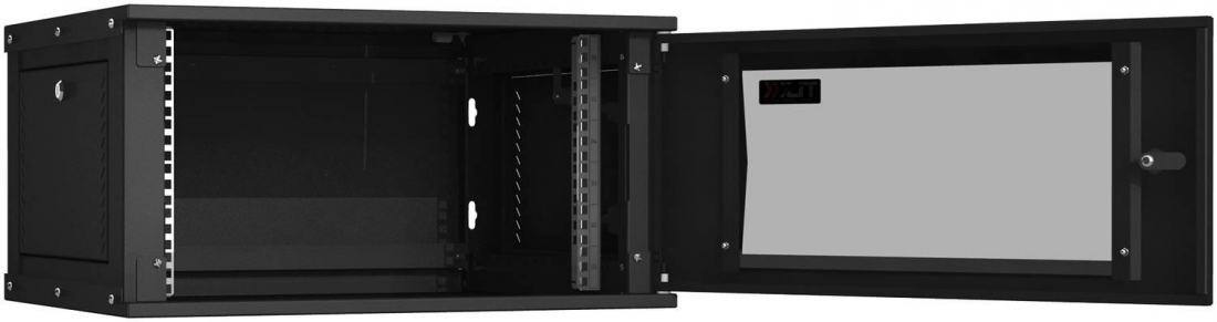 Разборный шкаф TLK 19", 6U, стеклянная дверь, черный (Ш600хВ303хГ450мм)